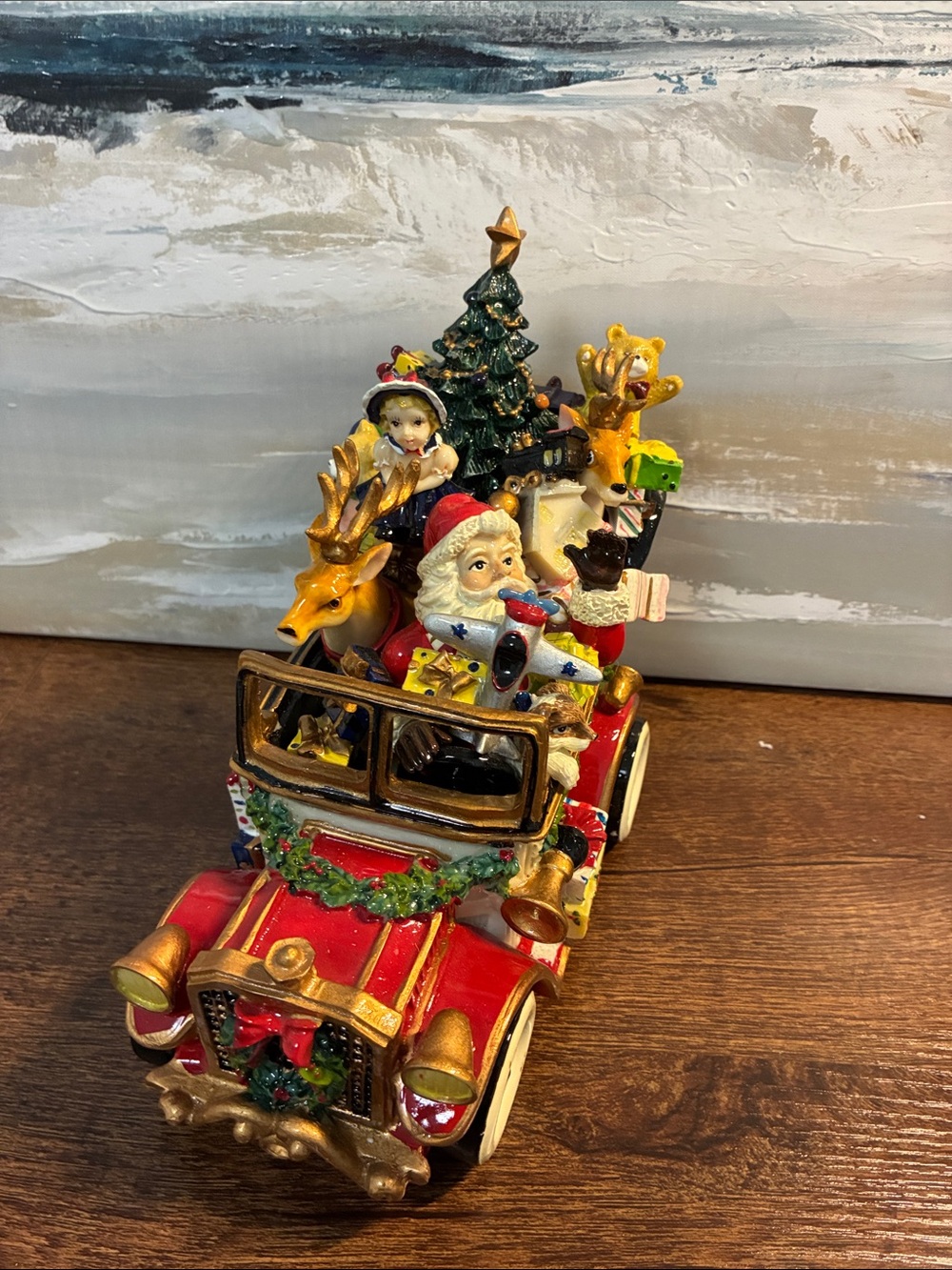 Fitz & Floyd Musical - Festive Red Santa Sleigh Car Holiday Figurine - Picture 2 of 9